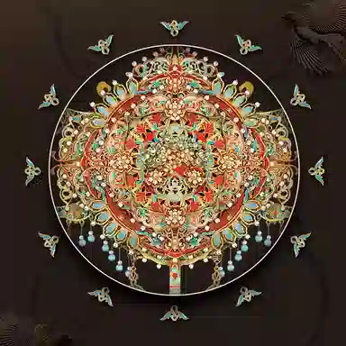 拼酷 菱花镜-鹊影国风 拼图 菱花镜鹊影