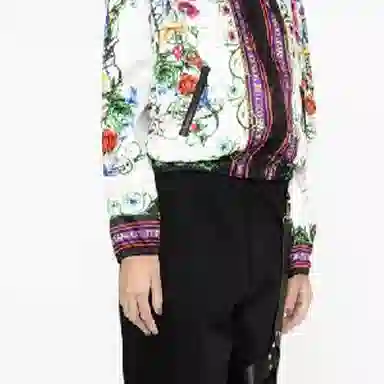 Versace Jeans Couture SS23 Floral Hooded Bomber Jacket White