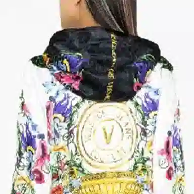 Versace Jeans Couture SS23 Floral Hooded Bomber Jacket White