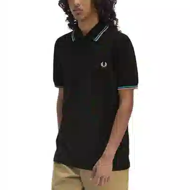 Fred Perry Striped Polo Shirt Black