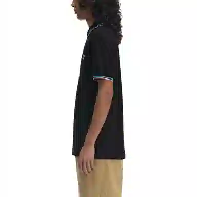 Fred Perry Striped Polo Shirt Black