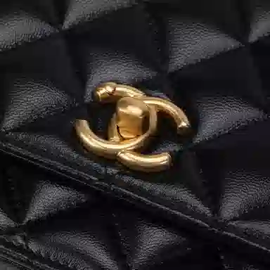 CHANEL 25C Lambskin Shoulder Bag Black