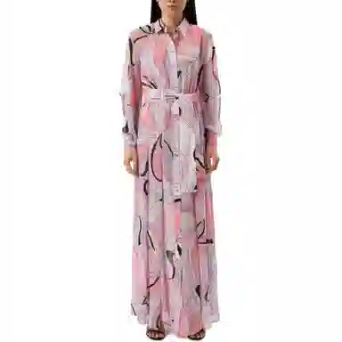 PINKO SS23 Printed Long Sleeve Dress Purple