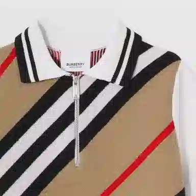 Burberry Striped Merino Wool Half-Zip Polo Shirt