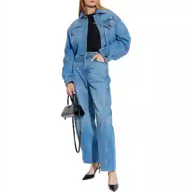 纪梵希 翻盖胸袋宽松长袖牛仔外套 女款 蓝色