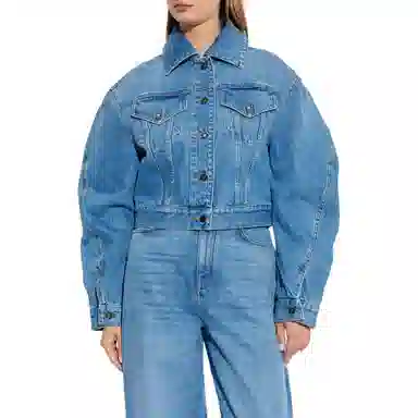 纪梵希 翻盖胸袋宽松长袖牛仔外套 女款 蓝色