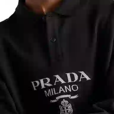 Prada Logo Jacquard Polo Black