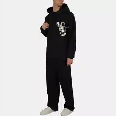 Y-3 Logo Print Hoodie Black