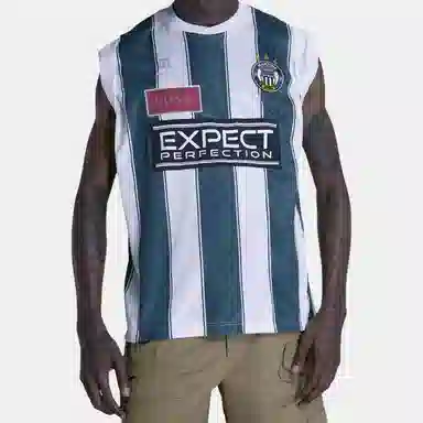 Martine Rose Striped Appliqué Soccer Jersey White