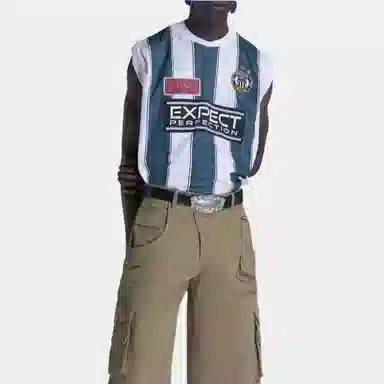 Martine Rose Striped Appliqué Soccer Jersey White