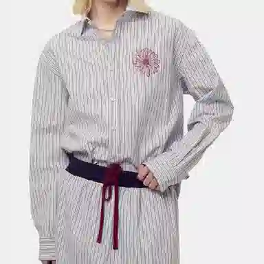 MARDI MERCREDI FW25 COTTON SHIRT STRIPE_BLUE BURGUNDY