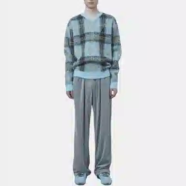 RestRecreation FW25 CHECK PATTERN HAIRY SWEATER V