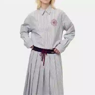 MARDI MERCREDI FW25 COTTON SHIRT STRIPE_BLUE BURGUNDY