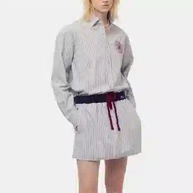 MARDI MERCREDI FW25 COTTON SHIRT STRIPE_BLUE BURGUNDY