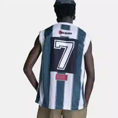 Martine Rose Striped Appliqué Soccer Jersey White