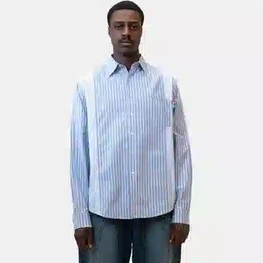 Vandy The Pink Striped Flower Button Up