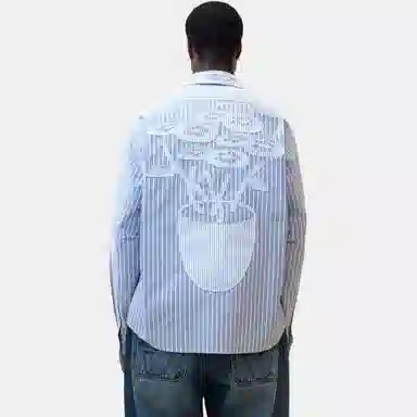 Vandy The Pink Striped Flower Button Up