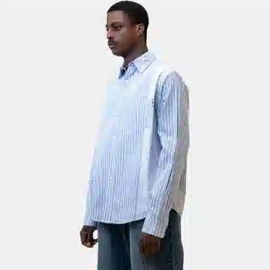 Vandy The Pink Striped Flower Button Up