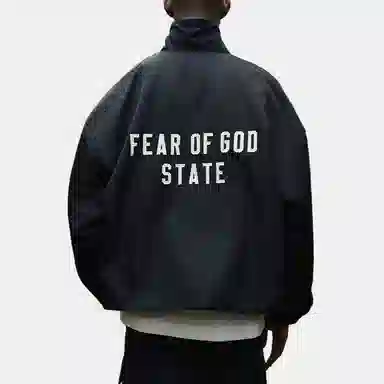 Fear of God Essentials Textured Nylon Trucker Jacket Black