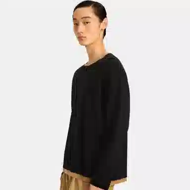 速写 针织拼色休闲长袖毛衣 男款 本黑