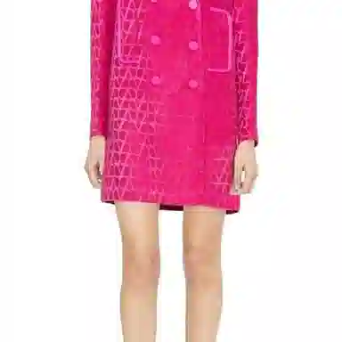 Valentino SS23 Logo Jacquard Double-Breasted Coat Pink