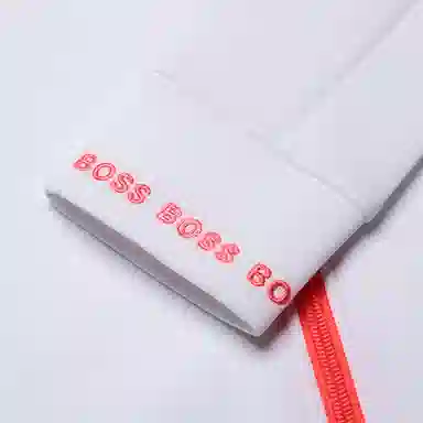 HUGO BOSS Logo Embroidered Hoodie Jacket White