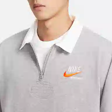 Nike Sportswear Trend Logo Half-Zip Long Sleeve Tee Carbon Gray