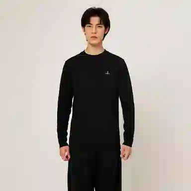 比音勒芬 时尚都市休闲纯色圆领长袖毛衣 男款