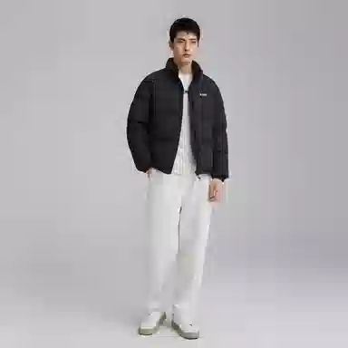 NERDY FW24 Embroidered Logo Down Jacket Black