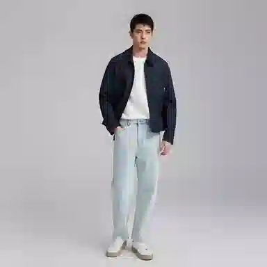 速写 阔腿水洗复古街头日常休闲牛仔裤 男款 牛仔藏青