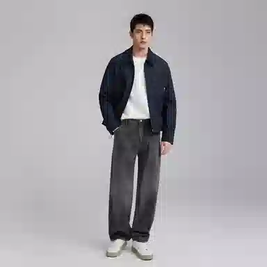 悍戈 美式高街与 弯刀法式慵懒风融合的阔腿潮流长裤经典嘻哈大码拼接通勤穿搭休闲百搭的潮流牛仔裤 男女同款