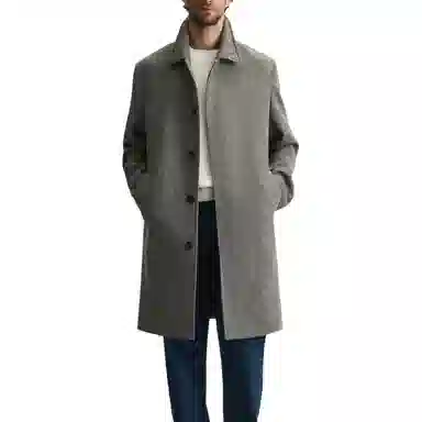 ZARA Relaxed Herringbone Coat Brown