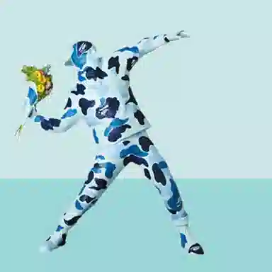BAPE x Banksy Flower Bomber Camo Blue