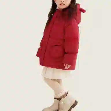 鸭鸭 宽松连帽加厚保暖防风鸭绒羽绒服 中小童