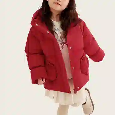 鸭鸭 宽松连帽加厚保暖防风鸭绒羽绒服 中小童