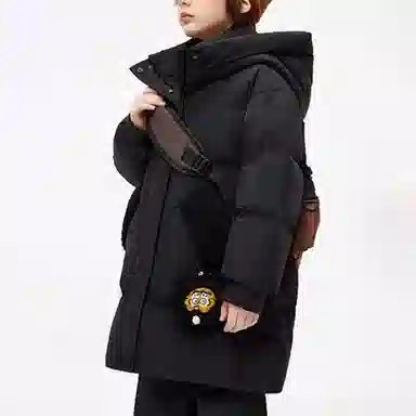 鸭鸭羽绒服 连帽保暖防寒防风厚款中长款鸭绒 青少年