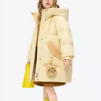 鸭鸭羽绒服 连帽保暖防寒防风厚款中长款鸭绒 青少年