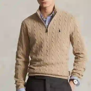 Polo Ralph Lauren FW24 Cable Knit Sweater Camel