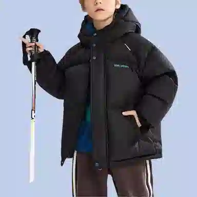 鸭鸭 时尚短款鸭绒印花厚实保暖防风防雨羽绒服 青少年