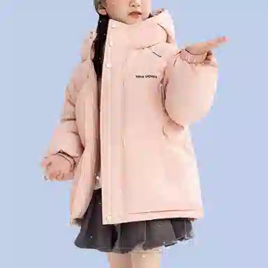 鸭鸭 时尚短款鸭绒印花厚实保暖防风防雨羽绒服 青少年