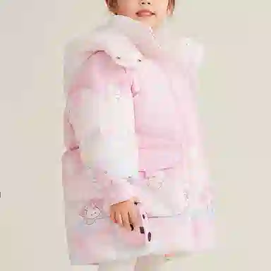 鸭鸭 连帽拉链中长款厚款保暖防风鸭绒卡通动漫羽绒服 中小童
