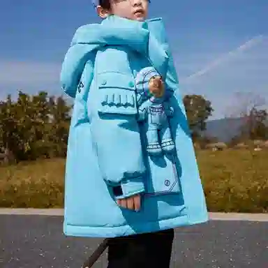 鸭鸭羽绒服 云朵系列 连帽拉链字母中长款 中小童