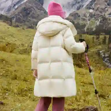 鸭鸭羽绒服 连帽拉链中长款纯色 中小童