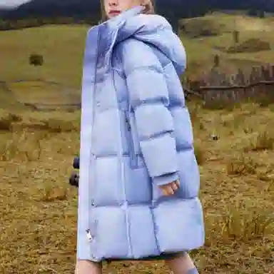 鸭鸭羽绒服 连帽拉链中长款纯色 中小童