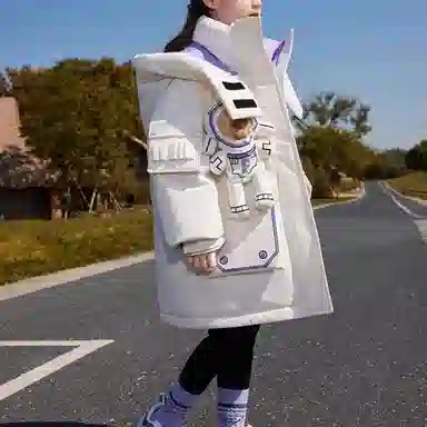 鸭鸭羽绒服 云朵系列 连帽拉链字母中长款 中小童