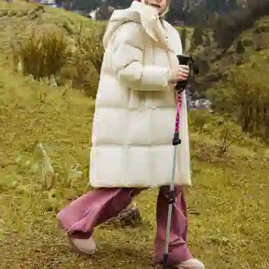 鸭鸭羽绒服 连帽拉链中长款纯色 中小童