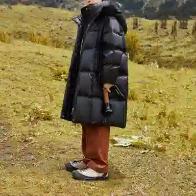 鸭鸭羽绒服 连帽拉链中长款纯色 中小童