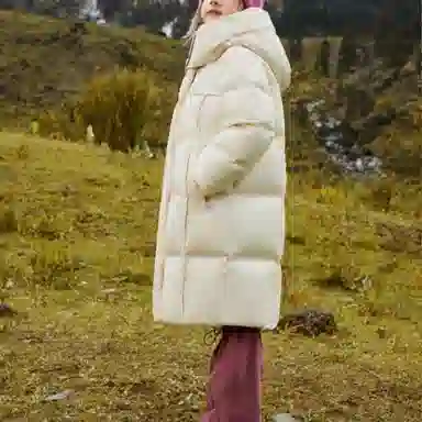 鸭鸭羽绒服 连帽拉链中长款纯色 中小童