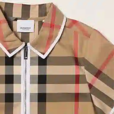 Burberry Half-Zip Check Polo Shirt