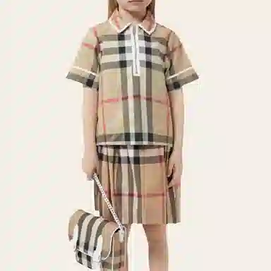 Burberry Half-Zip Check Polo Shirt